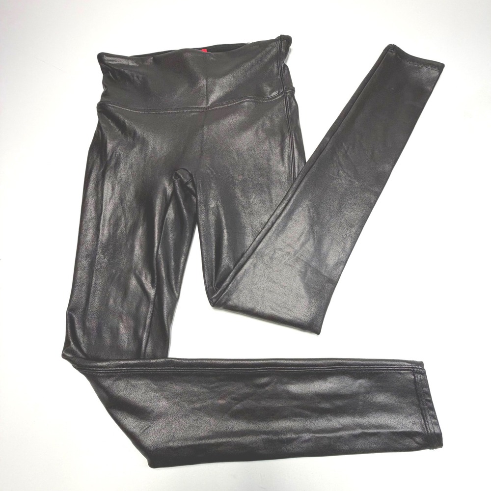 Spanx Faux Leather Leggings Black‎ High Rise Skinny Pants Small Petite